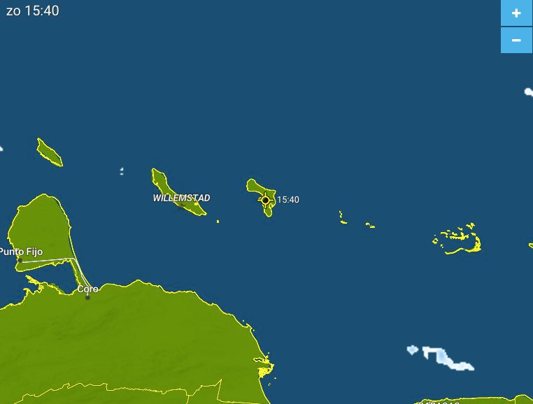 Weerplaza komt met regen / buienradar voor de ABC-eilanden