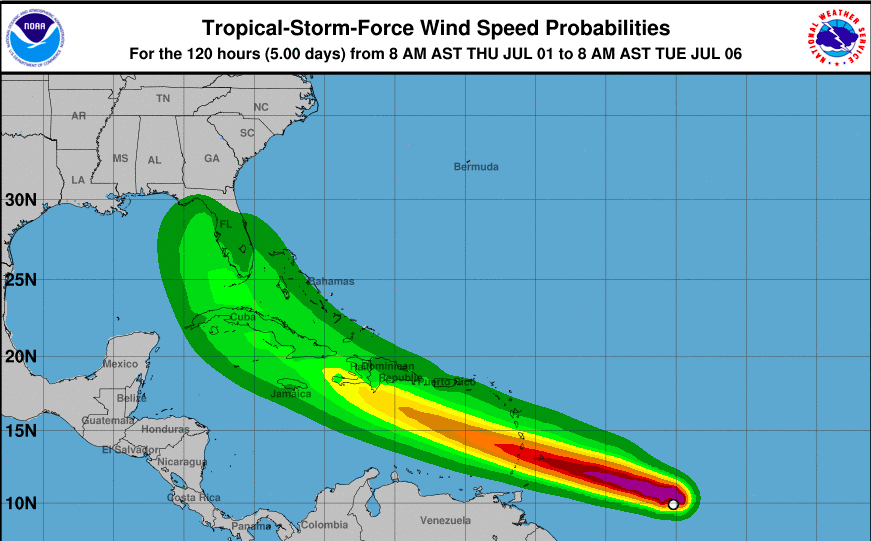 Storm Elsa passeert dit weekend ten noorden van Aruba, Curaçao en Bonaire